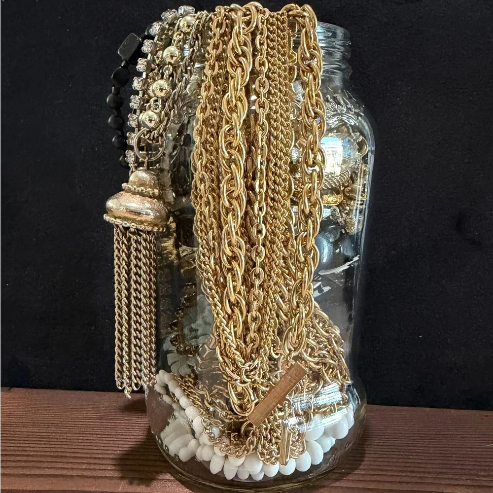 Vintage Jewelry Mystery Jar With Tassel Necklace - Picture 2 of 9